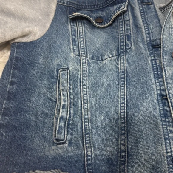 FREE PEOPLE We The Free Throwback Medium Denim Layered Look Jacket - Picture 12 of 12